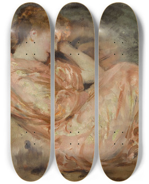 Triptych art skateboard deck of Solomon Joseph Solomon Reclining Woman by Solomon Joseph Solomon (1860-1927)