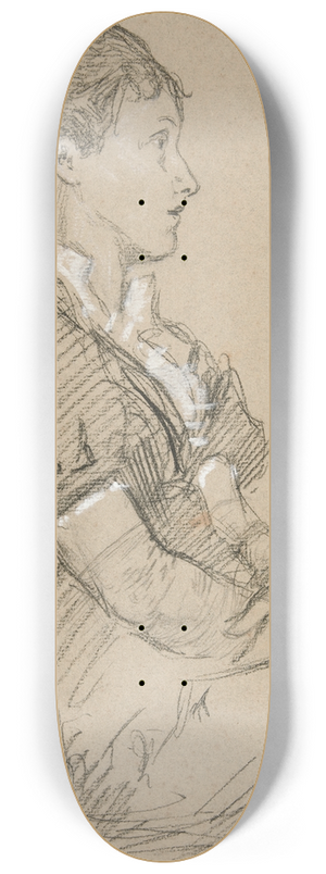 Edwin Austin Abbey - Study of seated women (Mrs.Abbey) 8.25 inch art skate deck