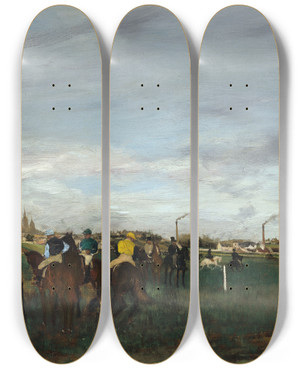 Triptych art skateboard deck of Edgar Degas The Races by Edgar Degas (1834-1917)