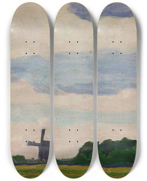 Triptych art skateboard deck of Jan Stanislawski Landscape With A Windmill by Jan Stanislawski (1860-1907) Triptych art skateboard deck of Jan Stanislawski Landscape With A Windmill by Jan Stanislawski (1860-1907)
