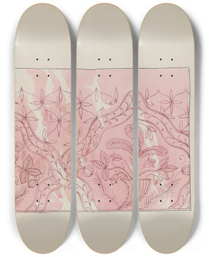 Triptych art skateboard deck of Lillian Causey Apron Detail by Lillian Causey (20-)