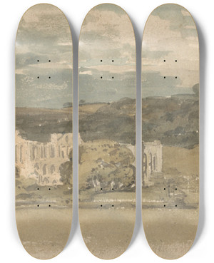 Triptych art skateboard deck of Thomas Girtin Rievaulx Abbey Yorkshire by Thomas Girtin (1775-1802)