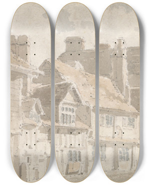 Triptych art skateboard deck of William Alexander Street In Maidstone by William Alexander (1767-1816)