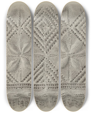 Triptych art skateboard deck of Erwin Schwabe Lace by Erwin Schwabe