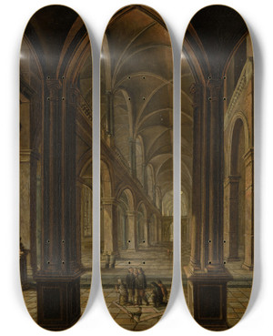 Triptych art skateboard deck of Christian Stcklin Church Interior by Christian Stocklin (1741-1795)