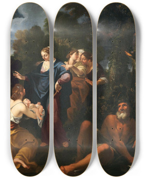 Triptych art skateboard deck of Luigi Garzi The Finding Of Moses_2 by Luigi Garzi (1638-1721)