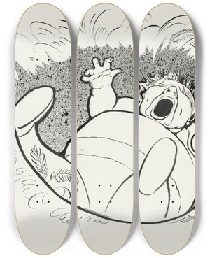 Triptych art skateboard deck of Sergey Chekhonin Fediabredia Pl 7 by Sergey Chekhonin (1878-1936)