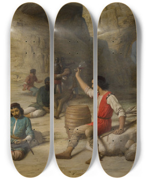 Triptych art skateboard deck of John Rogers Herbert None But The Free Can Sing Of Liberty by John Rogers Herbert (1810-1890)