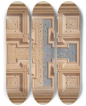 Triptych art skateboard deck of Julesedmondcharles Lachaise Design For The Decoration Of A Ceiling_4 by Jules-Edmond-Charles Lachaise (1897)