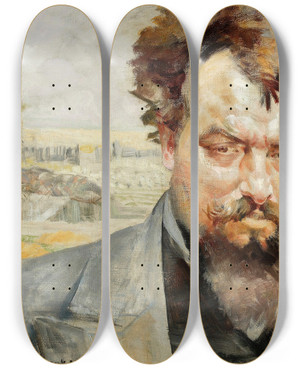 Triptych art skateboard deck of Jacek Malczewski Portrait Of Jan Kasprowicz by Jacek Malczewski (1854-1929)
