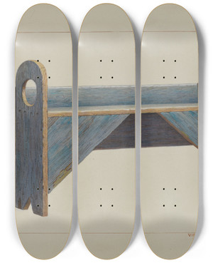 Triptych art skateboard deck of Vincent P Rosel Wagon Bench by Vincent P Rosel
