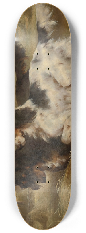 Edwin Douglas - The First of September  An English Tricolour and a Gordon Setter with Partridge 8.25 inch art skate deck Edwin Douglas - The First of September  An English Tricolour and a Gordon Setter with Partridge 8.25 inch art skate deck