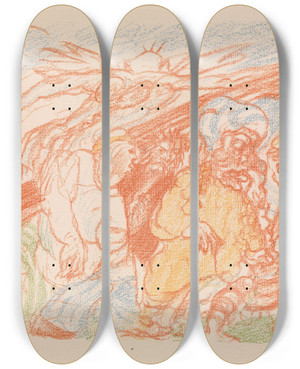 Triptych art skateboard deck of James Ensor Calvary by James Ensor (1860-1949)