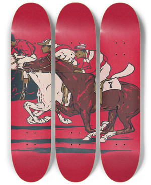 Triptych art skateboard deck of Fred Tolman The Runners by Fred Tolman (19-20-)