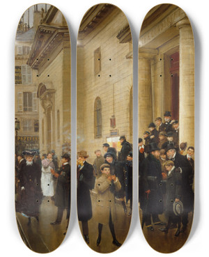 Triptych art skateboard deck of Jean Braud La Sortie Du Lyce Condorcet by Jean Beraud (1849-1935)
