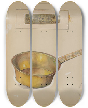 Triptych art skateboard deck of A Zaidenberg Ladle by A Zaidenberg