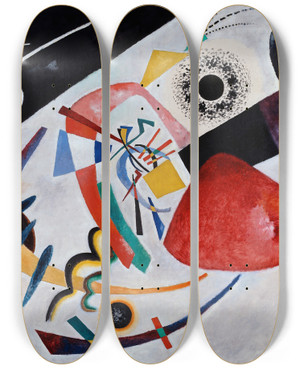 Triptych art skateboard deck of Wassily Kandinsky Red Spot Ii by Wassily Kandinsky (1866-1944)