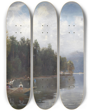 Triptych art skateboard deck of Joseph Wopfner Partie Am Walchensee by Joseph Wopfner (1843-1927) Triptych art skateboard deck of Joseph Wopfner Partie Am Walchensee by Joseph Wopfner (1843-1927)