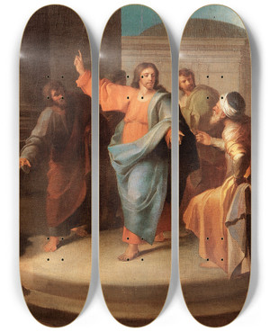 Triptych art skateboard deck of Domingos Sequeira Caesars Coin by Domingos Sequeira (1768-1837)