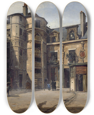 Triptych art skateboard deck of Pauljosephvictor Dargaud Lhtel Du Prvt Passage Charlemagne by Paul-Joseph-Victor Dargaud (1873-1921)