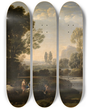 Triptych art skateboard deck of Carl Ludwig Kaaz Die Flucht Nach Gypten by Carl Ludwig Kaaz (1773-1810)