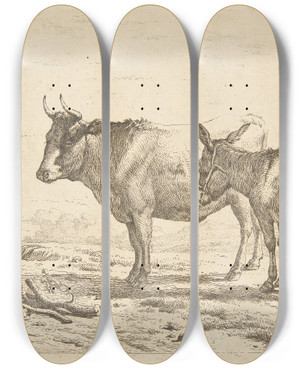 Triptych art skateboard deck of Karel Dujardin En Okse Og Et Sel by Karel Dujardin (1622-1678) Triptych art skateboard deck of Karel Dujardin En Okse Og Et Sel by Karel Dujardin (1622-1678)