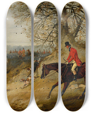 Triptych art skateboard deck of Henry Thomas Alken Gone Away_1 by Henry Thomas Alken (1785-1851)