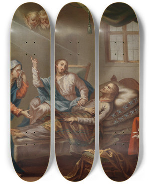 Triptych art skateboard deck of Johann Baptist Schmon Tod Josephs by Johann Baptist Schmon (18-)