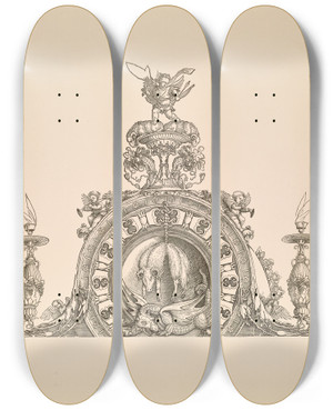 Triptych art skateboard deck of Eduard Chmelarz Die Ehrenpforte Des Kaisers Maximilian I Pl02 by Eduard Chmelarz (1847-1900)