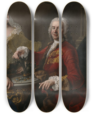 Triptych art skateboard deck of Martin Van Meytens Joseph De France And His Family by Martin Van Meytens (1695-1770)