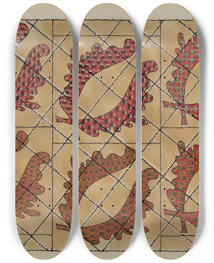Triptych art skateboard deck of Frank Nelson Quilt_1 by Frank Nelson