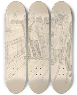 Triptych art skateboard deck of James Ensor De Vissers De Ellendelingen by James Ensor (1860-1949)
