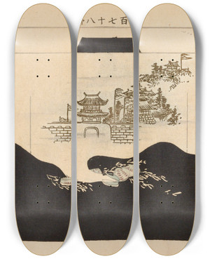 Triptych art skateboard deck of Seiko Ueno Yachigusa V 6 Pl27 by Seiko Ueno (19-20-)