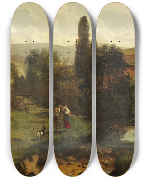 Triptych art skateboard deck of Hans Thoma Schwarzwaldlandschaft Mit Spielenden Kindern by Hans Thoma (1839-1924) Triptych art skateboard deck of Hans Thoma Schwarzwaldlandschaft Mit Spielenden Kindern by Hans Thoma (1839-1924)