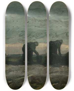 Triptych art skateboard deck of Vincent Van Gogh Two Women On The Heath by Vincent van Gogh (1853-1890)