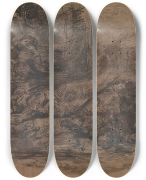 Triptych art skateboard deck of James Ensor Don Quixote_23 by James Ensor (1860-1949)