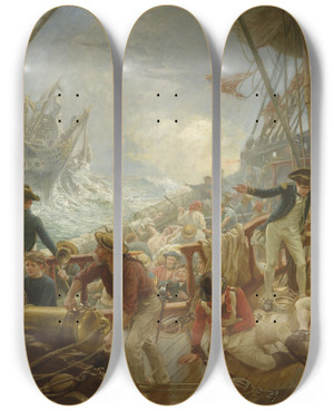 Triptych art skateboard deck of William Brassey Hole The Death Of Nelson by William Brassey Hole (1846-1917)