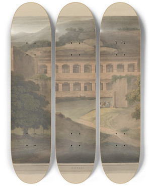 Triptych art skateboard deck of Thomas Daniell Oriental Scenery Pl45 by Thomas Daniell (1749-1840)
