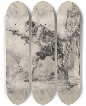 Triptych art skateboard deck of James Ensor Don Quixote_16 by James Ensor (1860-1949)