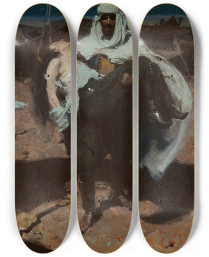 Triptych art skateboard deck of Dean Cornwell The Desert Healer by Dean Cornwell (1892-1960)