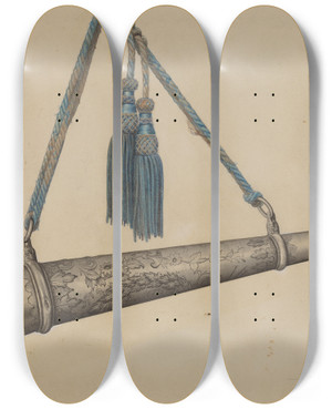 Triptych art skateboard deck of Samuel O Klein Speaking Trumpet by Samuel O Klein
