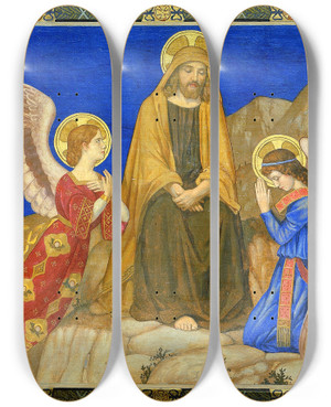 Triptych art skateboard deck of Henry Siddons Mowbray In The Desert by Henry Siddons Mowbray (1858-1928)
