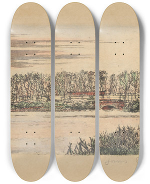 Triptych art skateboard deck of James Ensor De Brug Van Het Bos Te Oostende by James Ensor (1860-1949)