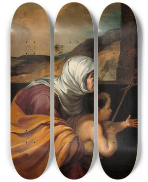 Triptych art skateboard deck of Jacques Blanchard Virgin And Child With Saint Elizabeth And The Infant Saint John The Baptist by Jacques Blanchard (1600-1638)