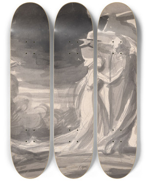 Triptych art skateboard deck of George Romney Miranda Prospero And Caliban The Tempest by George Romney (1734-1802) Triptych art skateboard deck of George Romney Miranda Prospero And Caliban The Tempest by George Romney (1734-1802)