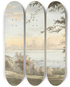 Triptych art skateboard deck of William P Sherlock Priory Sands Isle Of Wight by William P Sherlock (1780-1825)