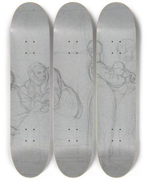 Triptych art skateboard deck of Victor Mller Maternity Room by Victor Muller (1829-1871)