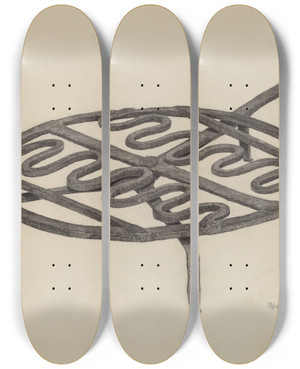Triptych art skateboard deck of Maurice Van Felix Gridiron_1 by Maurice Van Felix