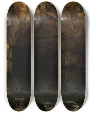 Triptych art skateboard deck of Gustave Courbet La Source De La Loue The Source Of The Loue by Gustave Courbet (1819-1877)