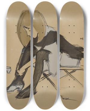 Triptych art skateboard deck of Helene Schjerfbeck Silk Shoes by Helene Schjerfbeck (1862-1946)